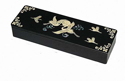 Amazon | 螺鈿細工 雲と鶴柄 手製てせい 筆箱 木製 鉛筆 ボールペン